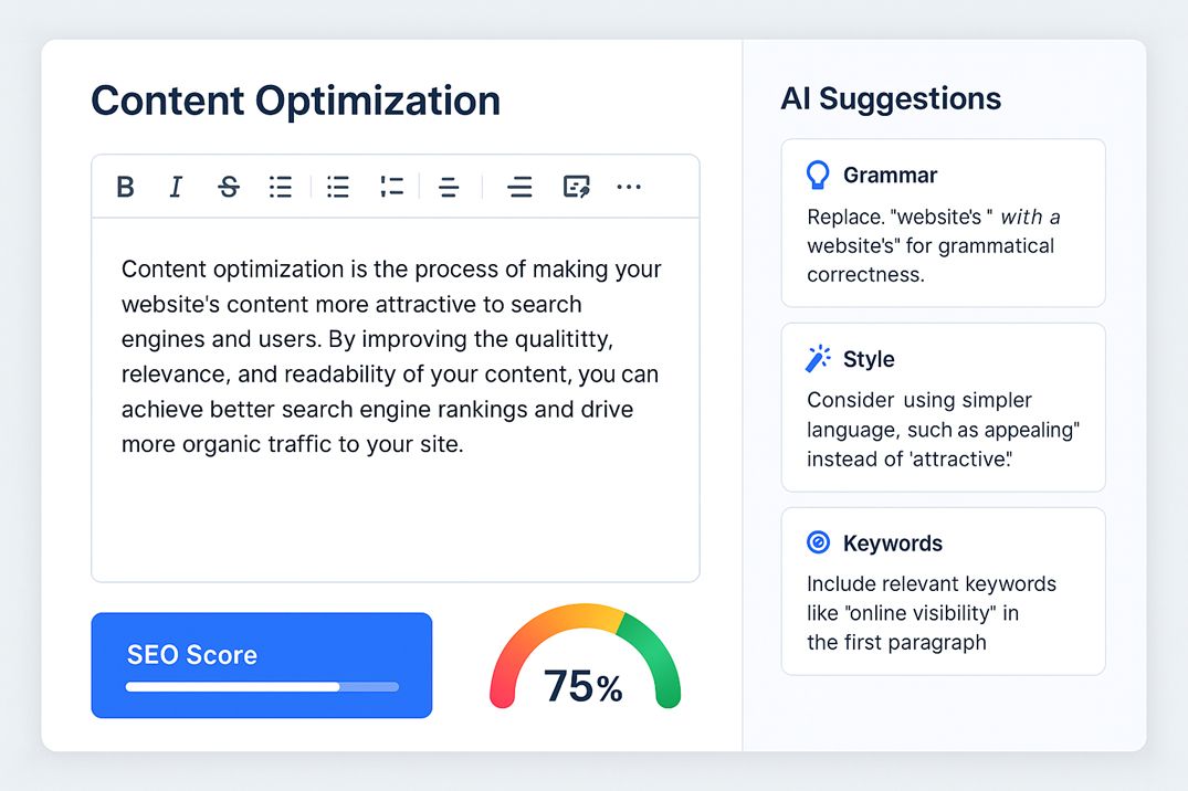 How to Use AI for a Smarter SEO Strategy: A Step-by-Step Tutorial 3 AI content optimization tool interface showing real-time SEO improvements